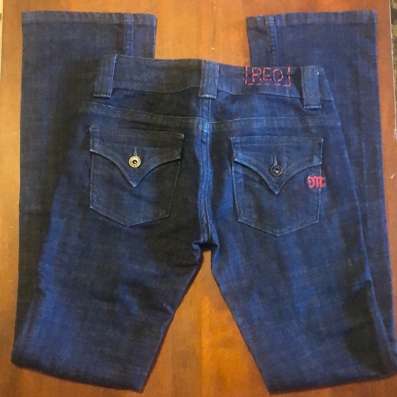 Miss Me Women's Boot Cut Jeans - Dark Blue with Red Accents - Picture 3 of 13